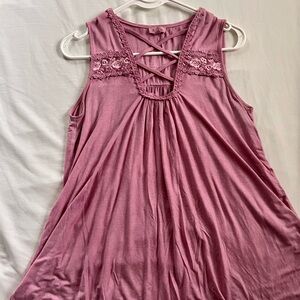POL - S Pink Sleeveless Lace Top